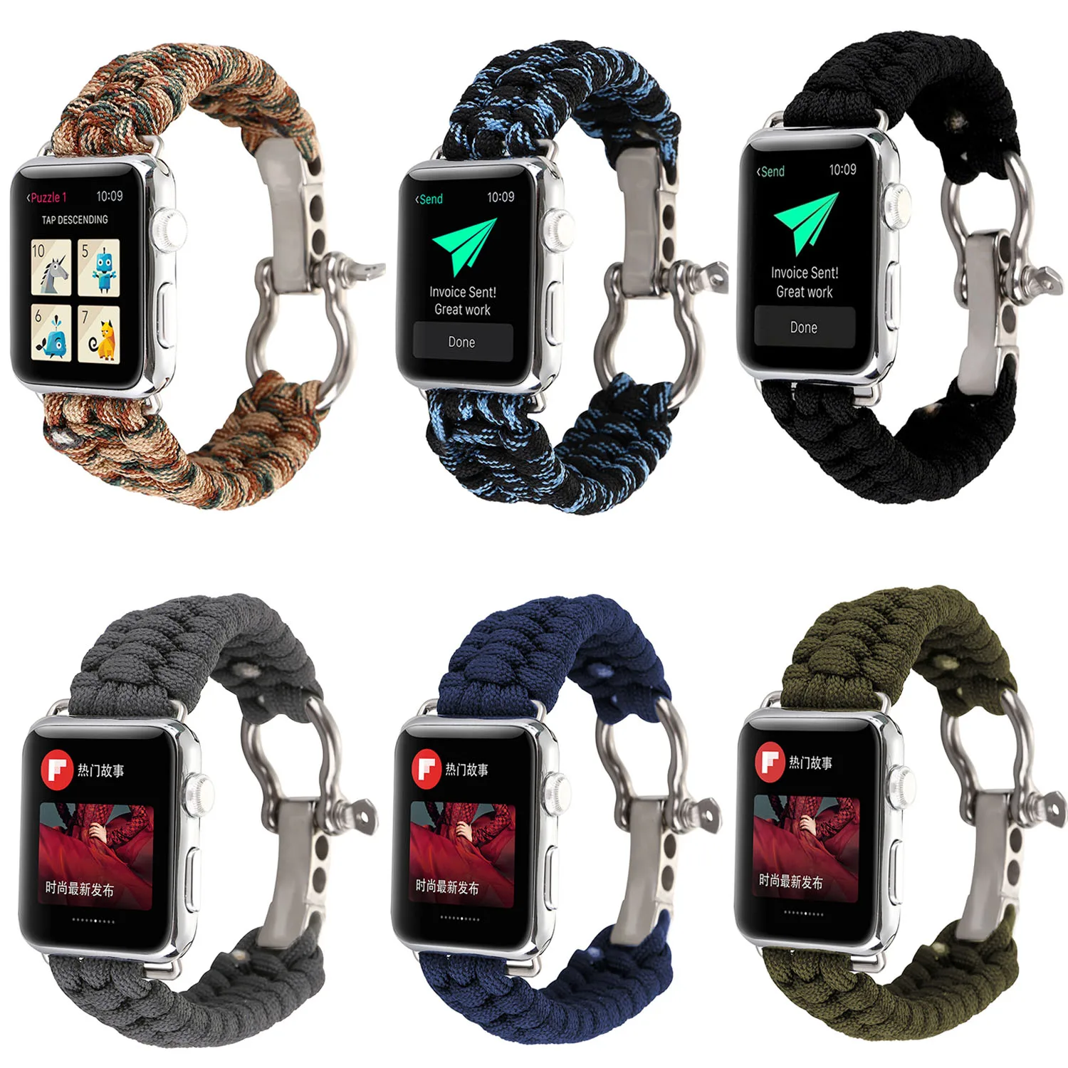 Ceramic Wristband For Samsung Galaxy Watch 46mm Strap For Samsung Outdoors Sports Wrist Strap For Apple Watch Band 42mm 38mm Survival Rope Metal Bolt Clasp Wristband