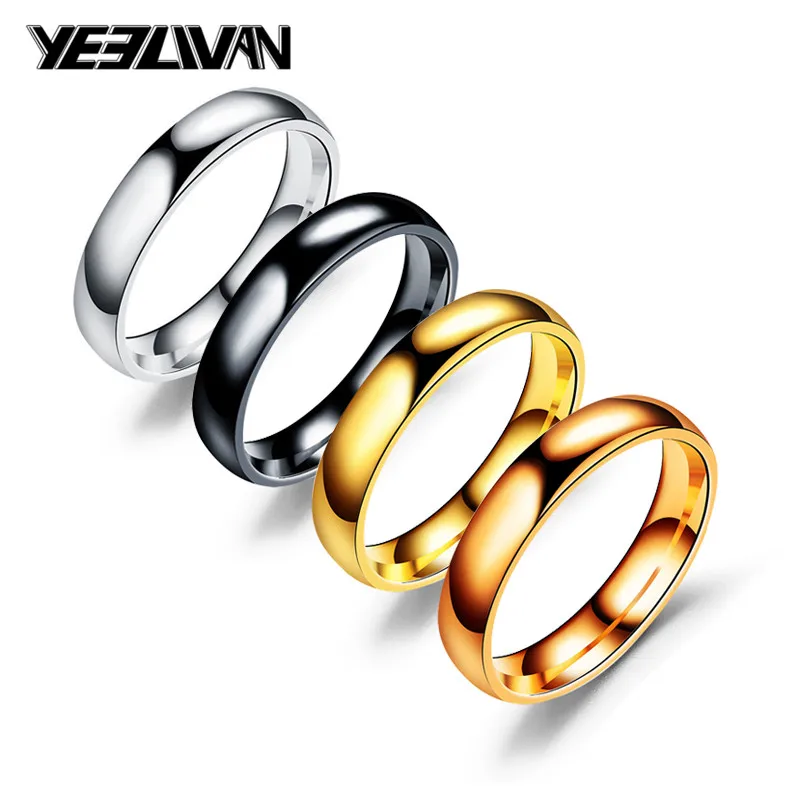 4mm Wedding Rings Wholesale 316L Stainless Steel Fashion Glossy Face 4 Color Love Couple Rings for Women Men Classic Jewelry