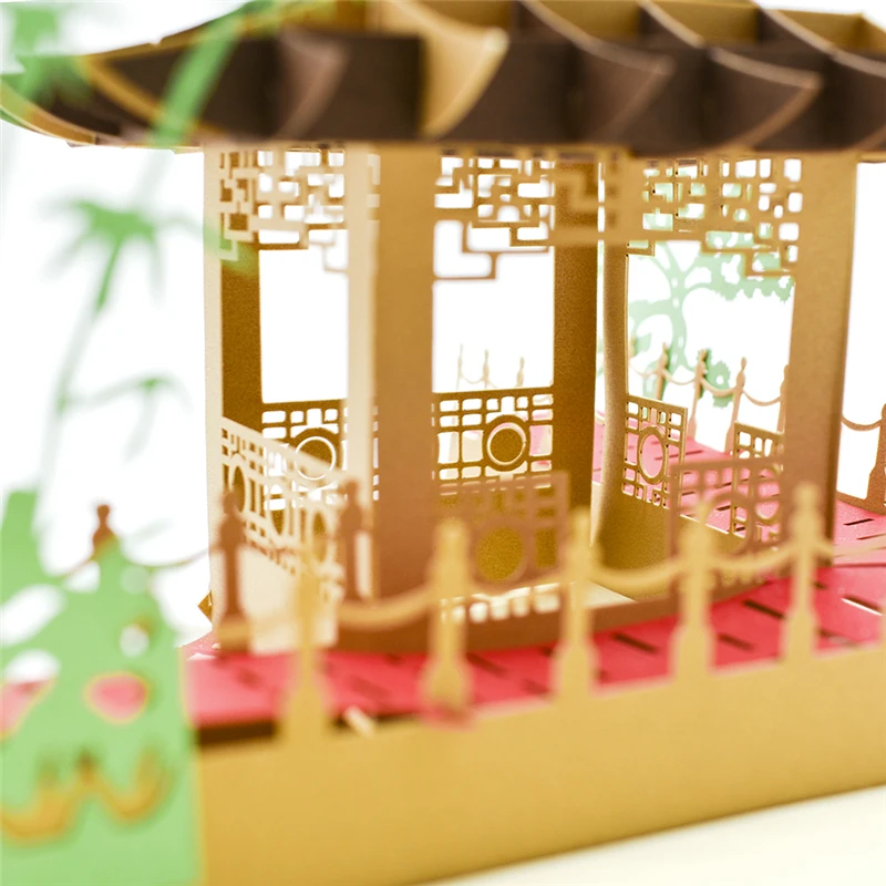  Vintage Building Pop UP Card Birthday with envelope sticker laser cut invitation Greeting Card post - 32876232929
