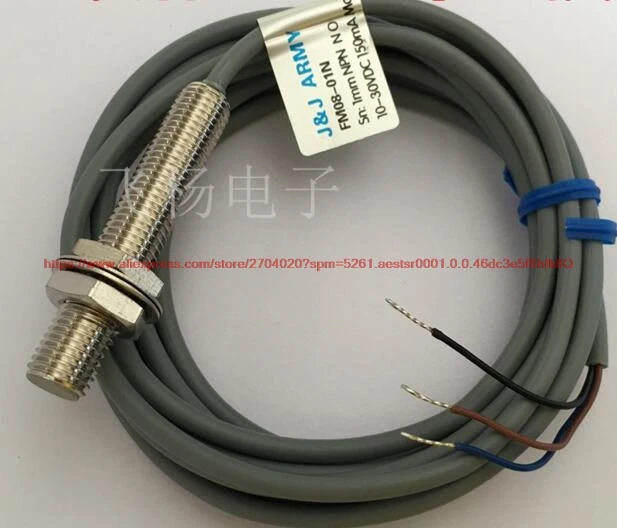 

100% Новый FM08-01N Бесконтактный переключатель NPN, нормально открытый, постоянный ток, три провода, 24 В, металлический датчик, датчик позиционирования зонда