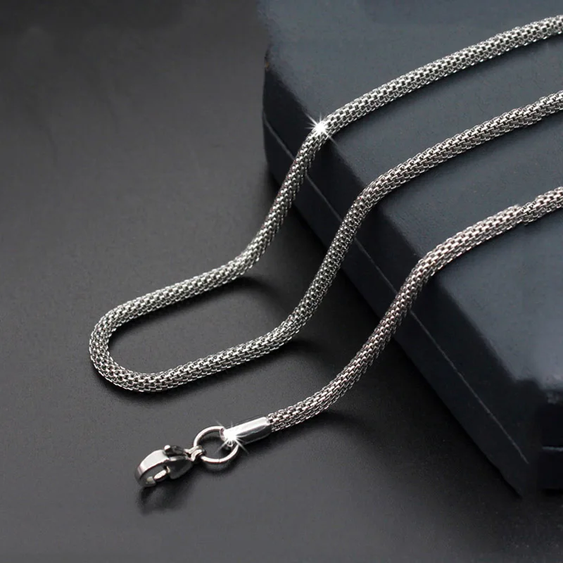 

2mm 2.5mm Men silver color Chain Necklace For Men/Women Jewelry Stainless Steel Rope Chain Necklaces Male Collier 45cm 50cm 55cm