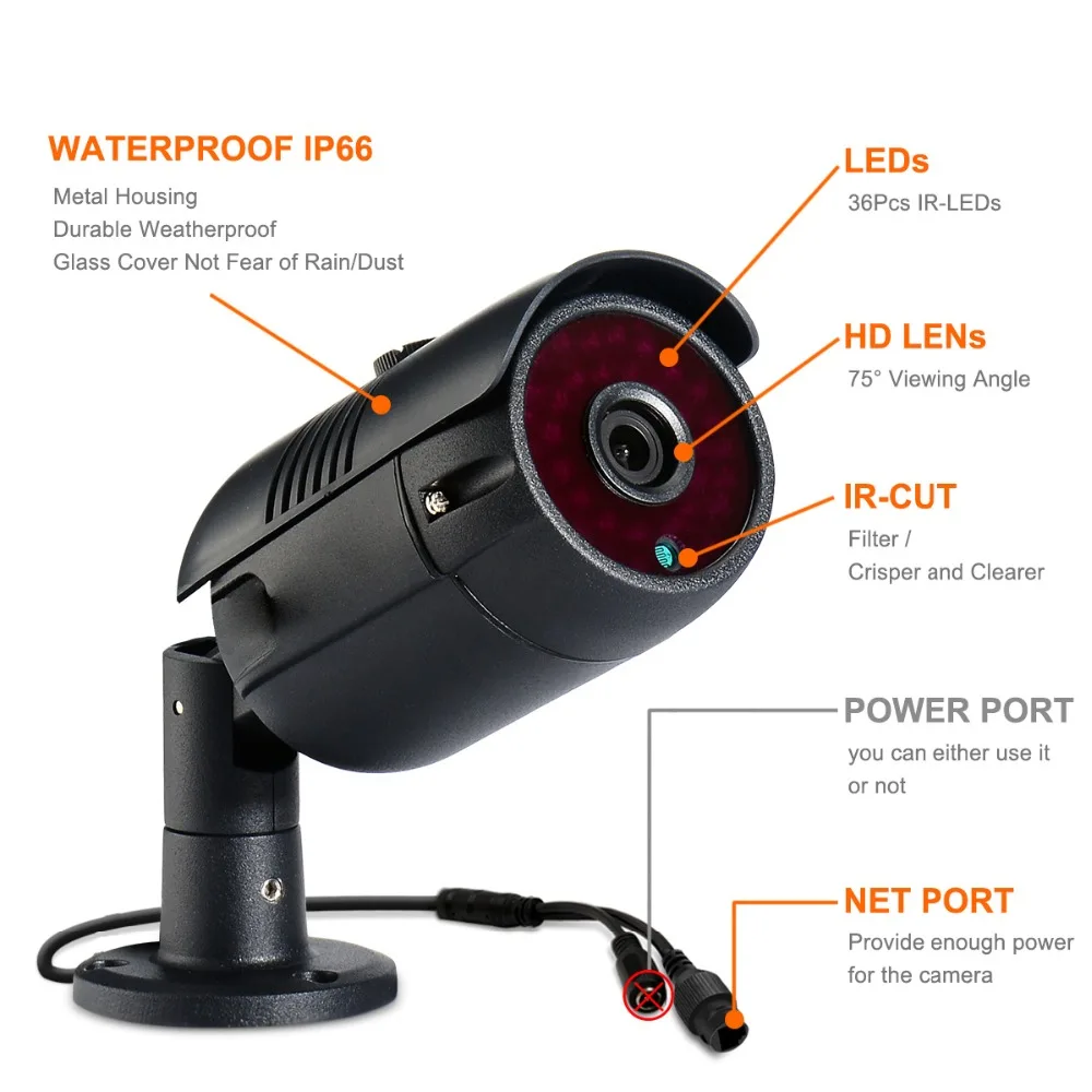  ANRAN 8CH cilíndrico NVR 1080P HD Kit de cámara de visión nocturna al aire libre sistema de vigilan