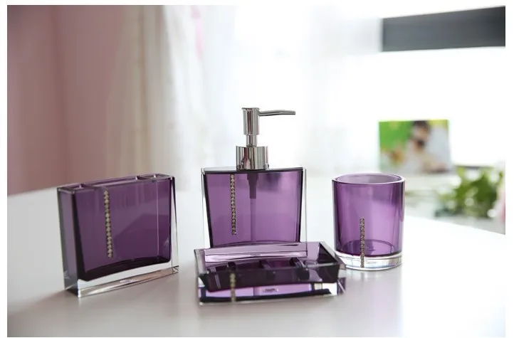 Clic Bathroom Set 4pieces Purple 4pcs Bath With Jewels Bathroom Set 4pieces Purple 4pcs Bath