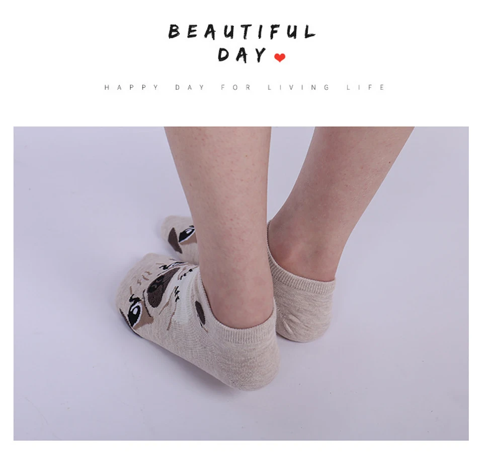Fashion Personality Dog Pattern Cute 3D Cartoon Animal Sock For Women Female Cotton Short Socks Comfortable and Breathable (9)