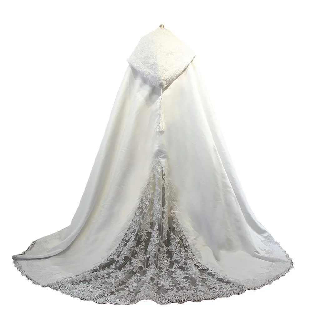 

Womens Wraps Elegant Velvet Hooded Wedding Cloak Long Cape Women's Long Wedding Cape Hooded Cloak for Bride Lace Edge