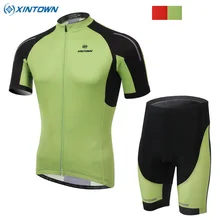 XINTOWN Мужская велосипедная спортивная одежда Ropa Ciclismo Костюм MTB Велоспорт велосипед короткий рукав Джерси нагрудник шорты набор зеленый/красный