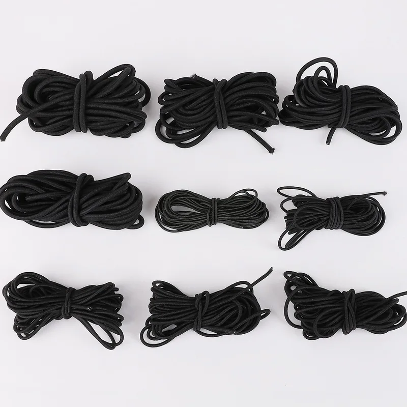 2 Meters Strong Elastic Black Rope Cord Bungee Shock Cord Stretch String for DIY Outdoor Project Tents Kayak Boat Bag Luggage jute rope cotton rope nylon rope nylon cord macrame cord silk rope silk cord satin cord polyester rope umbrella rope faux suede cord waxed cord leather cord polypropylene rope
