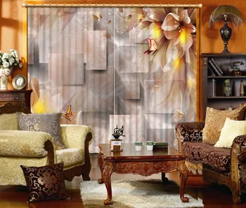 

Luxury Blackout 3D Curtains For Living room Bedding room Office Fantasy flower butterfly geometric pattern custom curtains