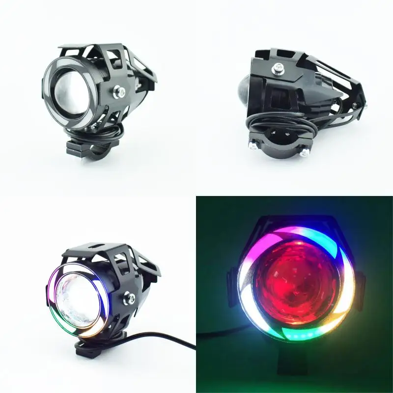 12V 125W мотоциклетные фары LED Moto U7 цветные вспомогательные рабочие 6500k