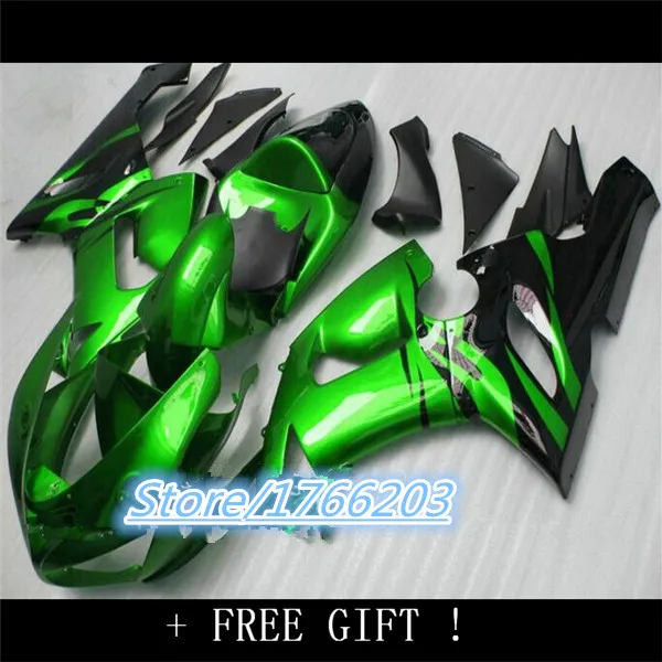 Fairings Kit For Kawasaki Ninja Zx6r 636 2005 2006 ZX 6R 05 06 Green Black Fairing Bodyworkin