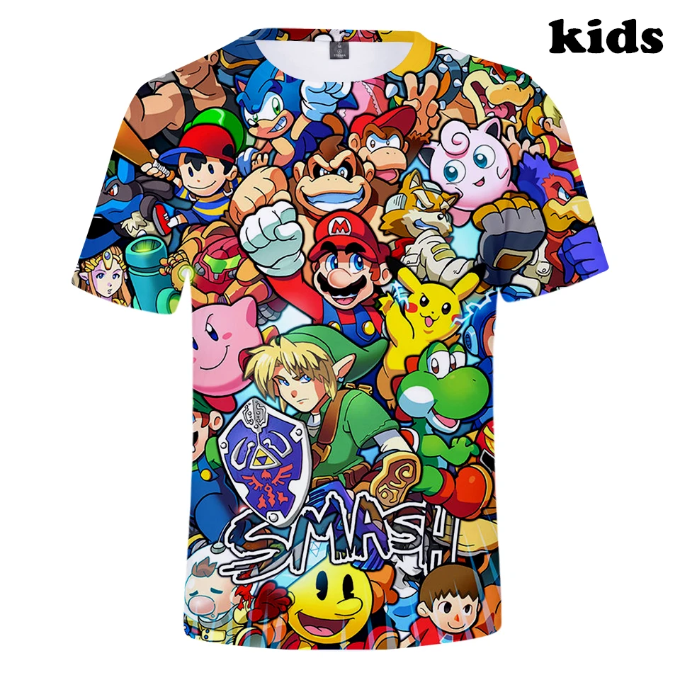 

2 To 12 Years Kids t shirt Super Mario Bros. Clothing Boys Girls Short Sleeve tshirt t-shirt tops Outerwear Children Clothes