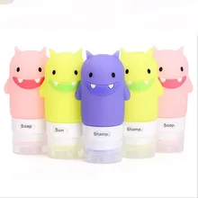 Новинка, портативный силиконовый чехол с мультяшными животными для спортзала, шампунь для геля и лосьона для душа, многоразовая бутылка, органайзер для жидкости