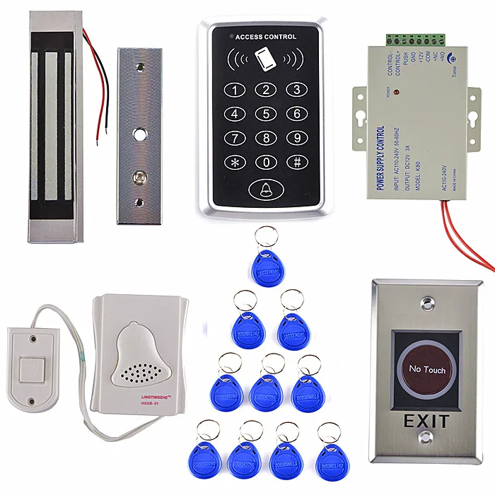 

1000 Users EM Card Access Control System Kit +300LBS Magnetic Door Lock +Stainless Steel Exit Button T10