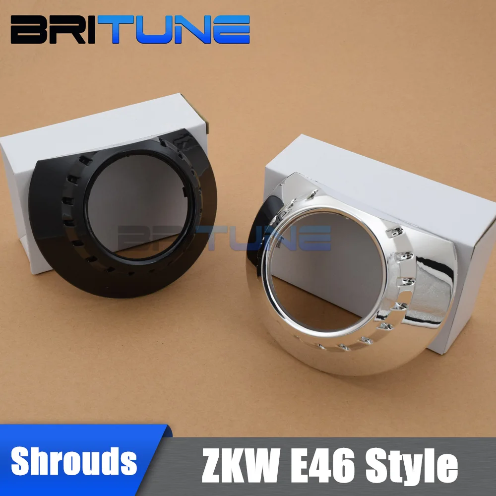 

3.0'' ZKW Black Silver Shrouds E46-R Bezels For Bi-xenon Projector Lens Car Headlight DIY Styling High Temperature Resistant