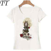 Novedad en camisetas para mujer, diseño Vintage, Camiseta con estampado de búhos, camiseta novedosa de verano para mujer, camisetas casuales para mujer, camisetas para chica