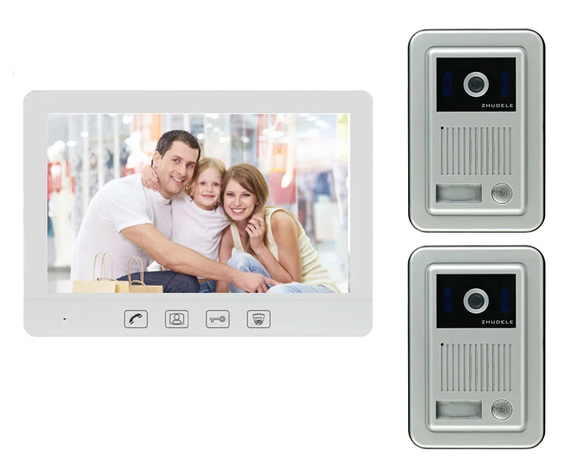 

ZHUDELE 700TVL HD Video Door Phone Intercom System with Doorbell CCD Camera+Wide Angle 10.1 Inch Luxury Monitor Night Vision 2V1