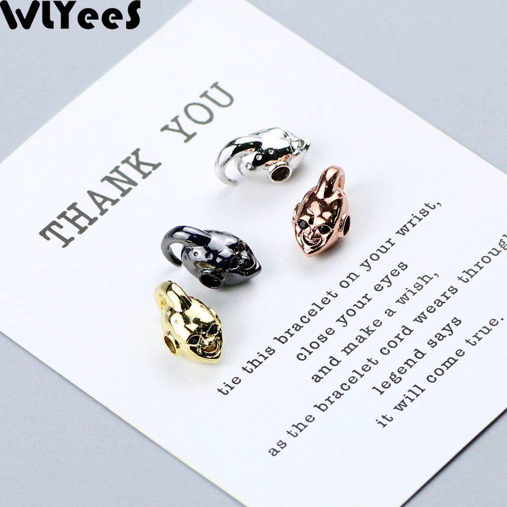 

WLYeeS Cartoon character pendant Black CZ Copper beads Charm Metal loose beads jewelry Bracelet making DIY necklace Accessories