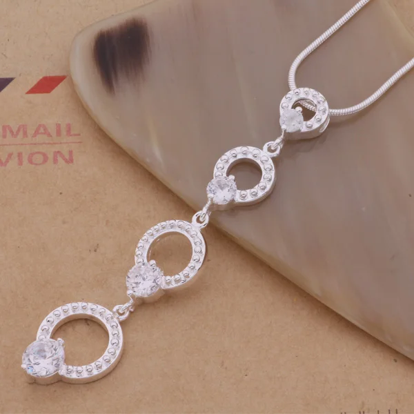 

AN131 925 stearling silver Necklace 925 silver fashion jewelry pendant four inlaid stone /auwajmda afuaixba