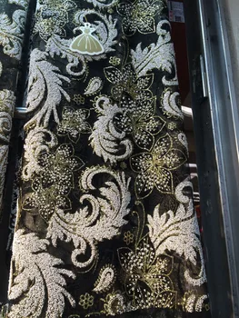 

tulle lace with glued glitter fashion Cyndi-1010486 african glitter lace fabric for party dress 5yard/lot embroidered