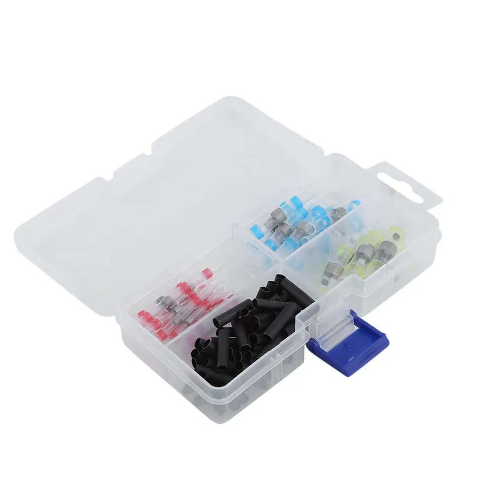 100 PCS Heat Shrink Solder Sleeves Wire Crimp Butt Terminals Connectors Soldering Sleeve Kit With Box Dropship