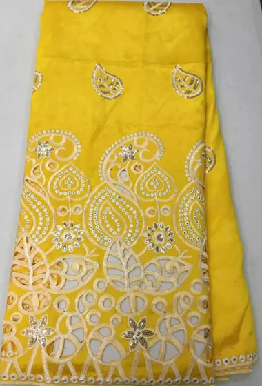 2017 New arrived YELLOW lace GBA034 (3) African George fabric with sequins embroidered Swiss for party dress | Дом и сад