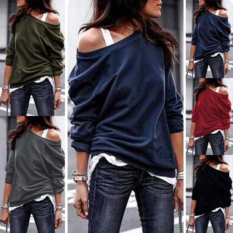2019 spring and autumn fashion round neck long-sleeved T-shirt A3 | Женская одежда