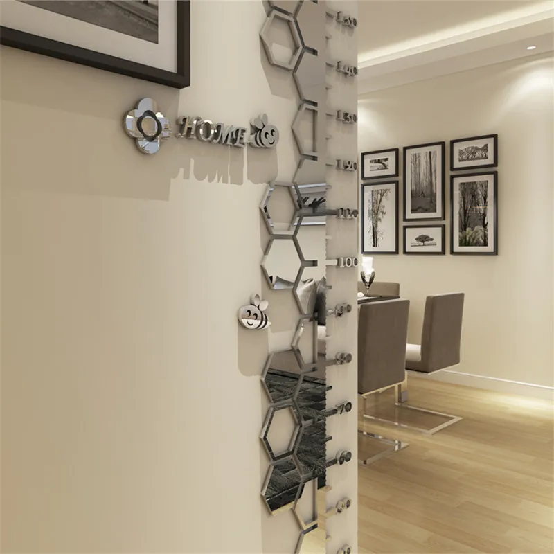 Us 18 27 37 Off 3d Height Measure Stickers Kids Room Living Room Height Ruler Wall Stickers Silver Wallpaper Sticker Home Decoration Wall Decor In
