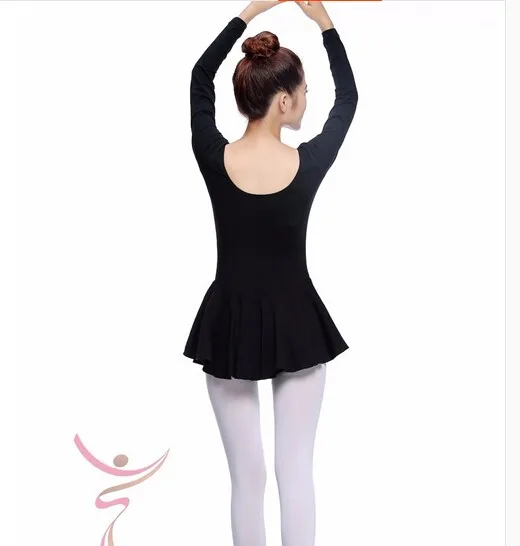 Черные длинные рукава Танцы одежда балетное трико высокого качества упражнения для девочек Танцы одежда балетное трико костюм для