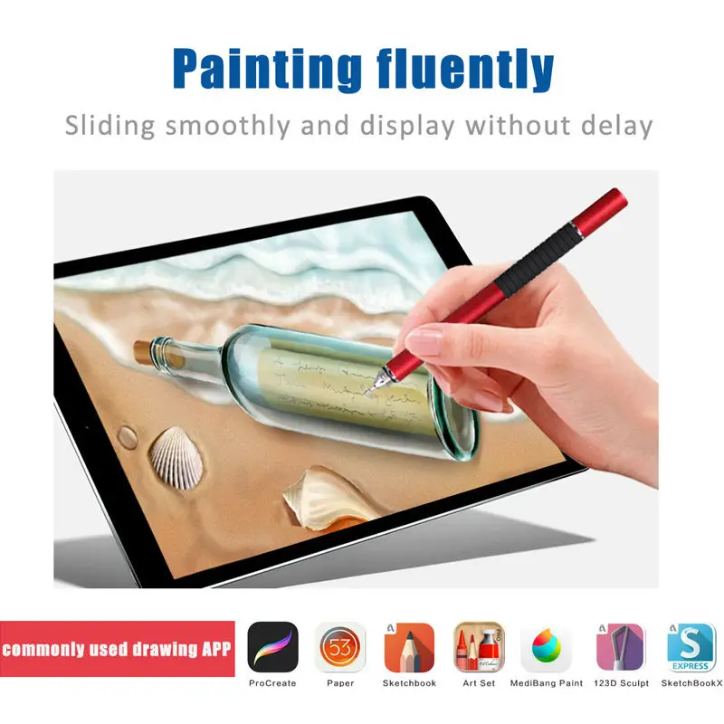 plate style stylus pen touch pen 2 in 1 with black silicon-08