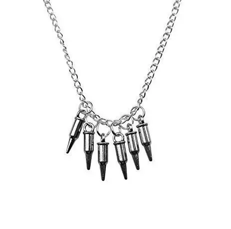 

Vintage Silver Gun Firearm Bullet Police Handcuffs Necklace Pendant Turtle Microphone Pentacle Chain Necklace Jewelry Woman