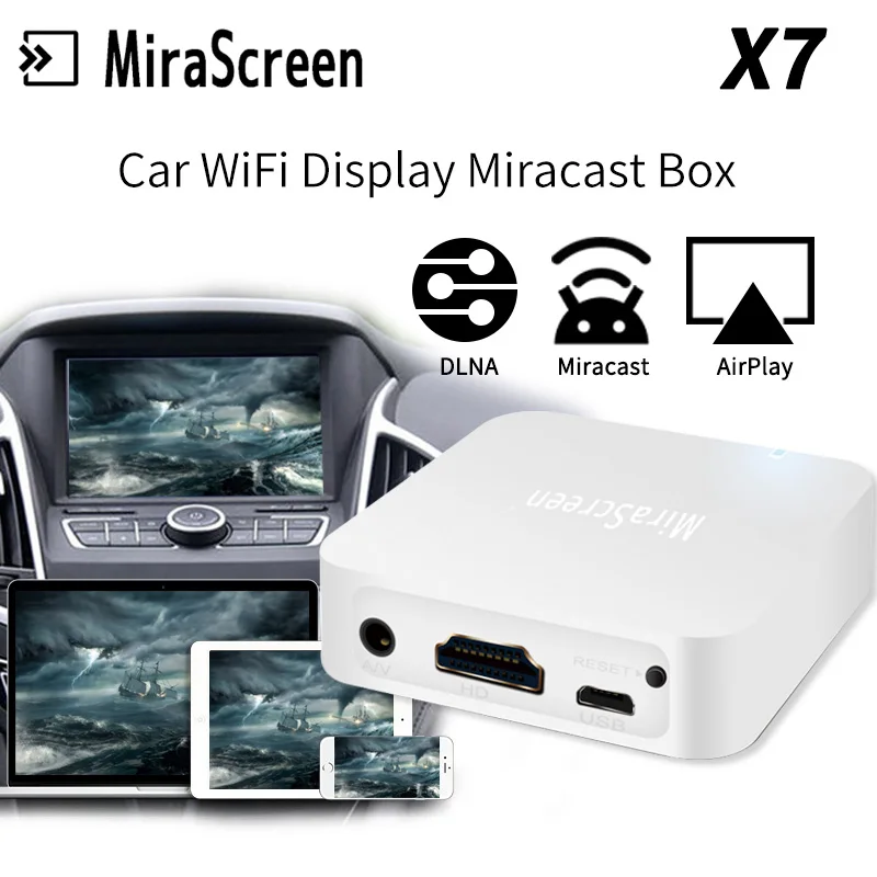 

MiraScreen X7 TV Stick Car WiFi Display WIFI Mirror Box for Car Home Video Audio Miracast DLNA Airplay Screen Mirroring for ios