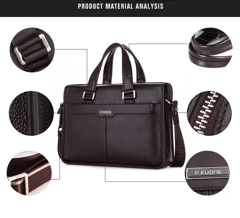 Мужская деловая сумка-портфель для ноутбука из натуральной кожи, Высококачественная Мужская сумка-мессенджер на плечо, вместительная сумка через плечо