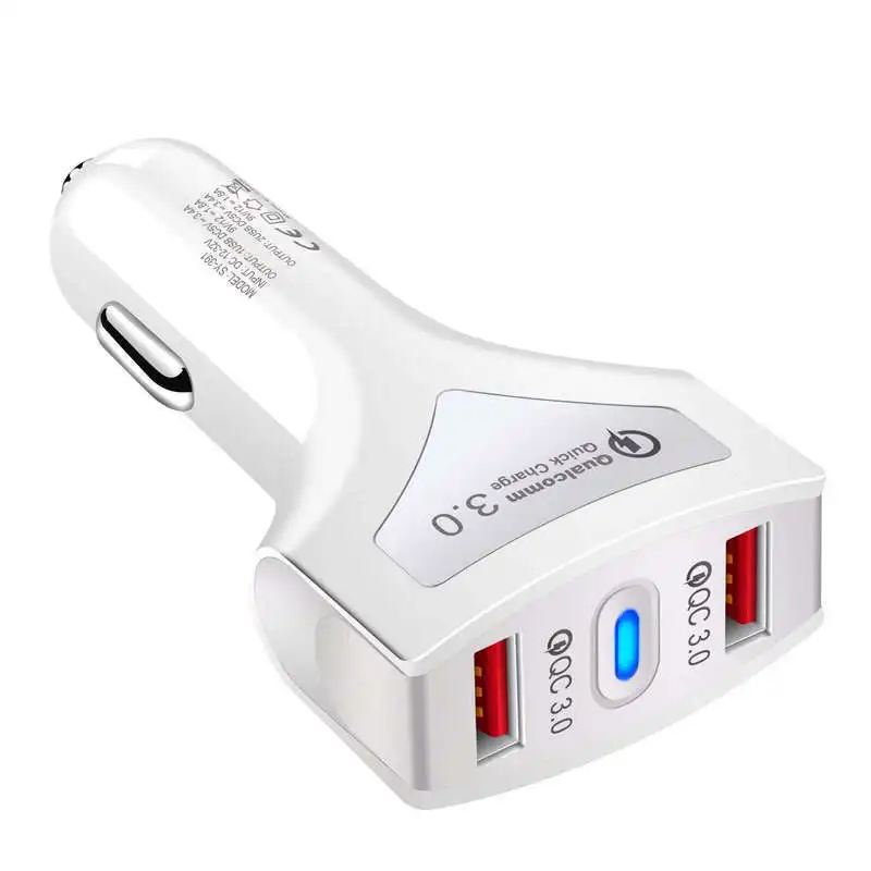 Автомобильное зарядное устройство с двумя портами USB Quick Charge 4,0 3,0 Для iPhone 11 Pro Max QC3.0, автомобильное зарядное устройство для быстрой зарядки, автомобильное зарядное устройство для мобильного телефона - Тип штекера: White