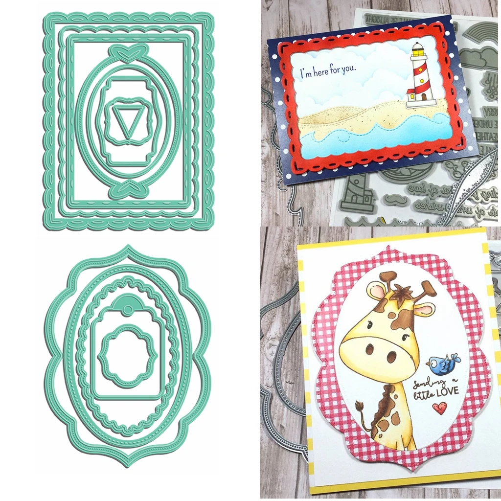 

Rectangle Oval Banner Frame Shape Metal Cutting Dies Stencil Scrapbook Album Embossing For Gift Card Making Handcrafts Decor