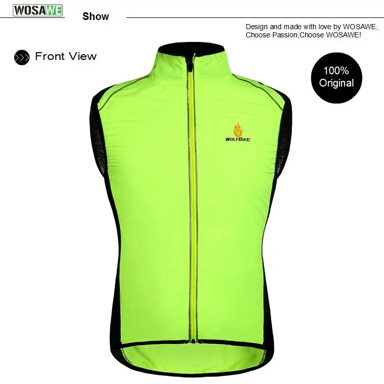 WOLFBIKE Мужская куртка для велопоездок с длинным рукавом или без рукавов,влаго-ветрозащитная