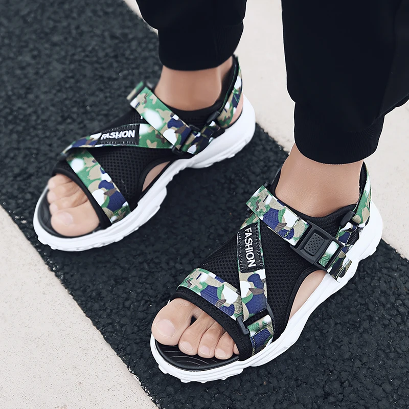 ARUONET/камуфляжные мужские сандалии; нескользящая Мужская Летняя обувь; летняя брендовая Модная студенческая пляжная обувь на платформе; мужские сандалии Pria