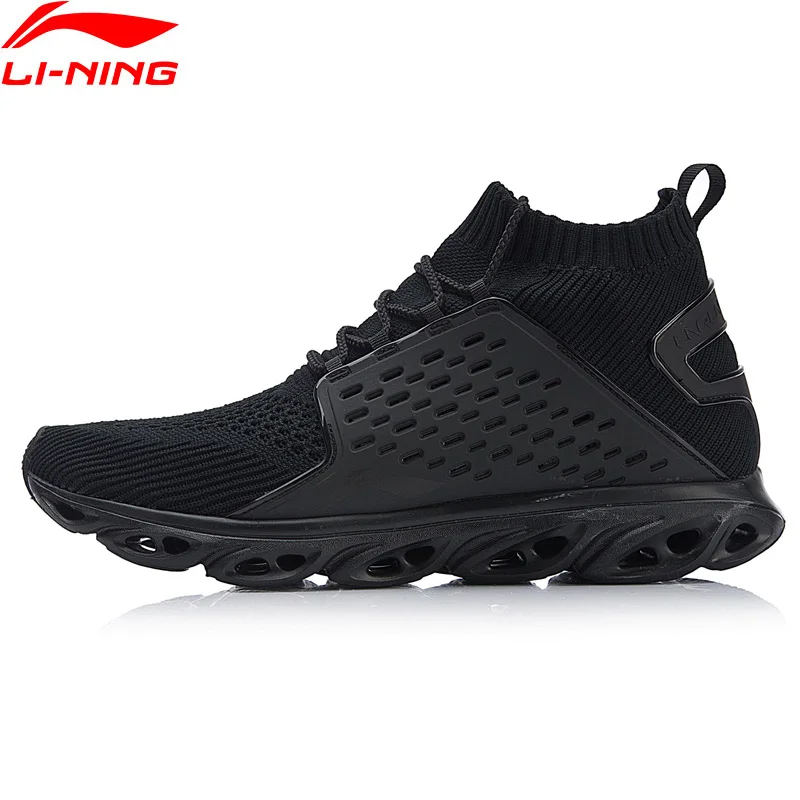 

Li-Ning Men 2018 Arc Cushioning Running Shoes Breathable Light Weight High-Cut Sneakers LiNing Black White Sports Shoes ARHN045