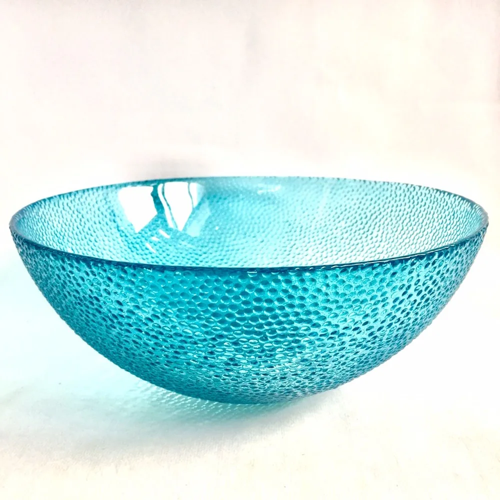 

NEW! Diam 24.5cm Glass Salad Bowl,6 clour select,Bubble decor. USD17.99/PC