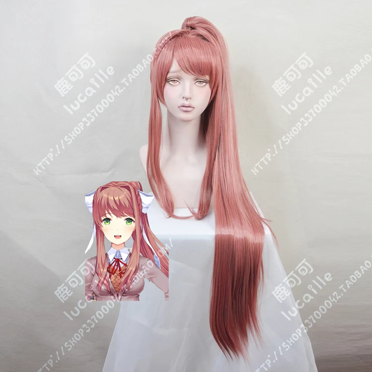 

Anime Doki Doki Literature Club! Monika Cosplay Wig 95cm Long Heat Resistant Synthetic Hair Wig + Wig Cap