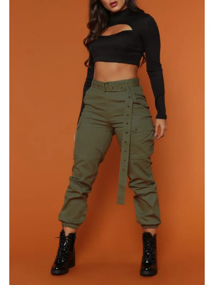 

2019 new streetwear cargo pants women casual joggers black high waist loose female trousers korean style ladies pants capri
