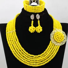 Милый желтый костюм в дубайском стиле, женский ювелирный набор, 6 рулонов, Хрустальный браидсмейд, ожерелье, набор для леди,, WA686