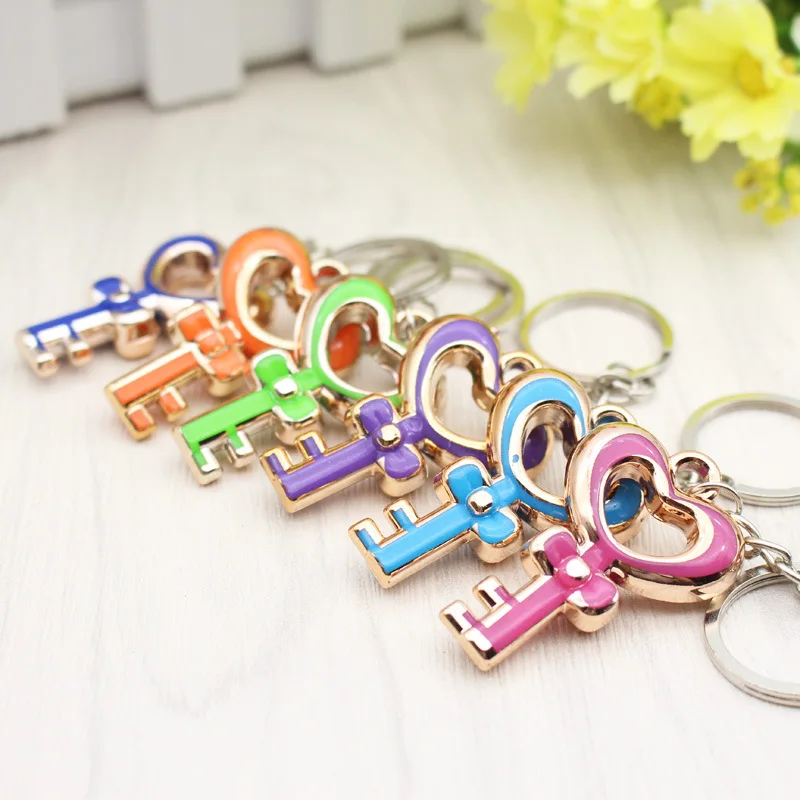 

5pcs Mixed Color Acrylic Love Heart key shape Keychain Keyring For Woman Girls Car Handbag Charms Accessories