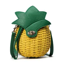 Женские сумки с рисунком ананаса, соломенные плетеные дизайнерские женские сумки через плечо, дамская модная сумка-клатч, женская сумка-мессенджер SS0319