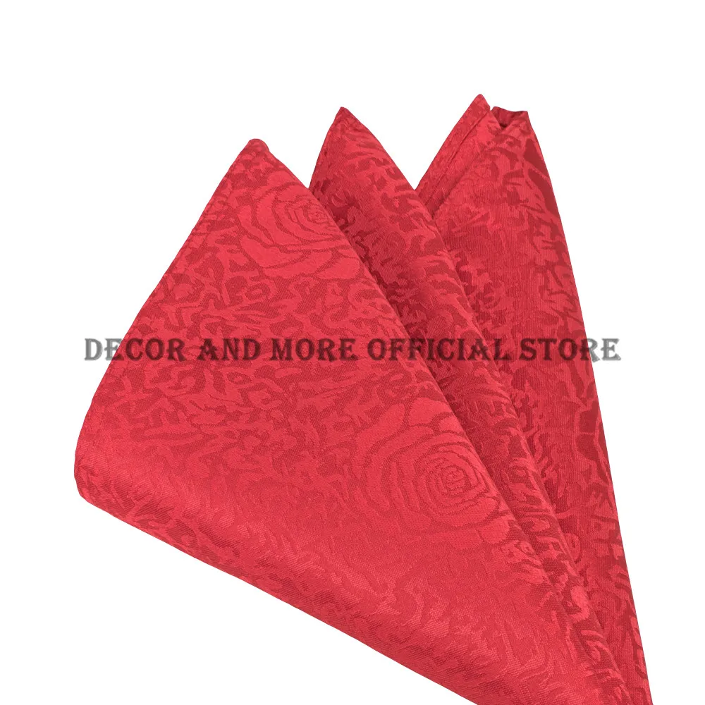50PCS Wholesale Polyester Red Table Napkin For Wedding Banquet Hotel Decor Jacquard Solid Dining
