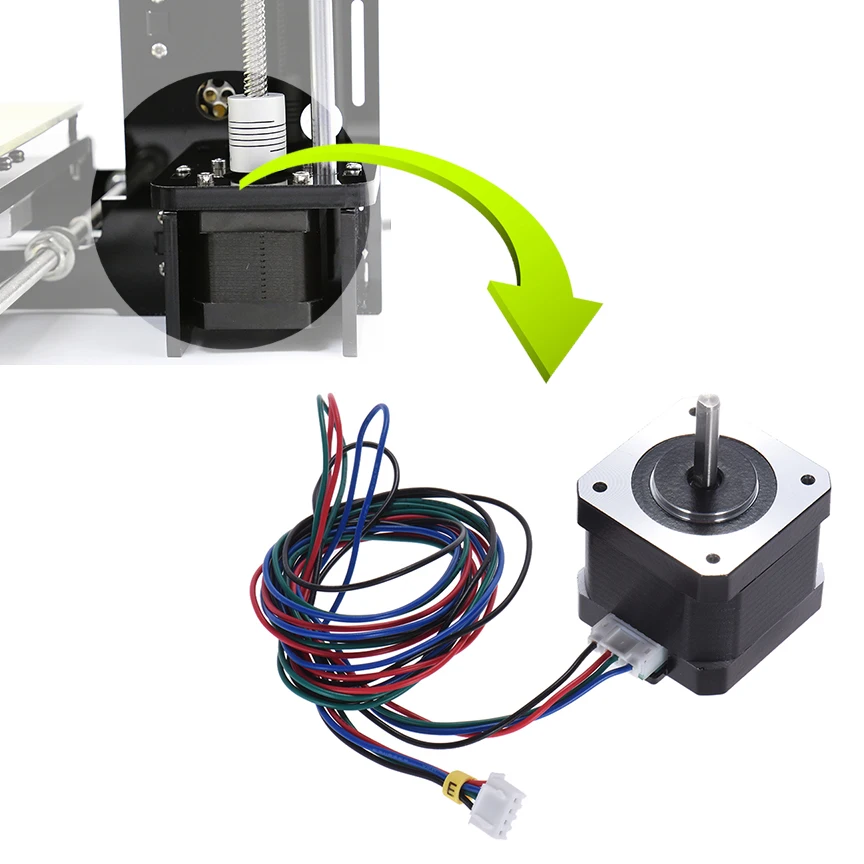 5 шт. Anet 3D-принтеры Запчасти мотор Nema 17(Национальная ассоциация владельцев электротехнических предприятий) шаговый двигатель Управление 2 фазы 42mm шаговый двигатель с 90 см жильный кабель