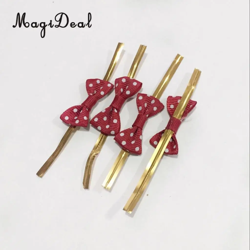 MagiDeal 50 Pieces Bowknot Sealing Wire Bakery Packing Cake Decoration Wire Bow Twist Tie for DIY Art Craft Projects #2