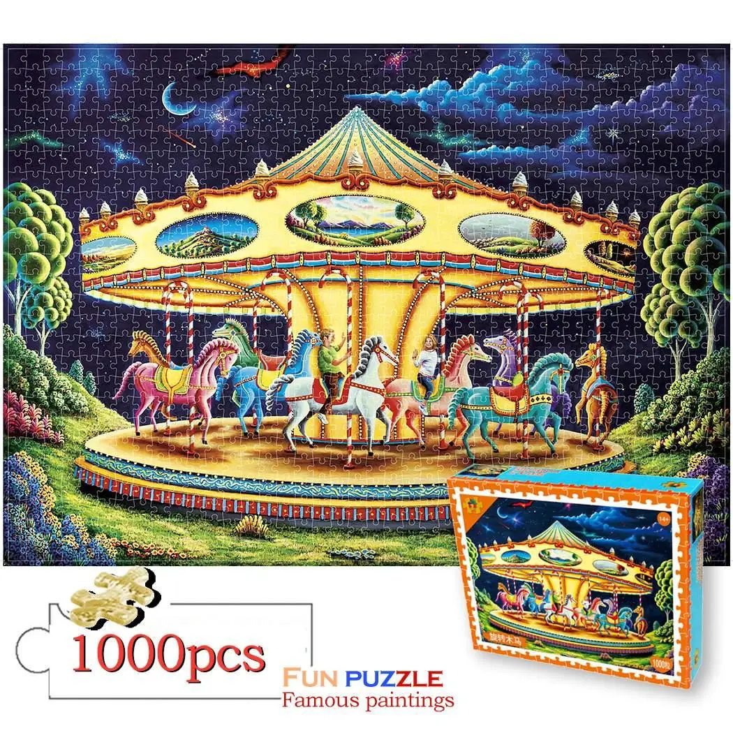 pattern 11 1000 штук 70 см* 50 см знаменитая картина Старый мастер пейзаж природные пейзажи бумажные Пазлы для взрослых DIY головоломки игрушки - Цвет: pattern 11