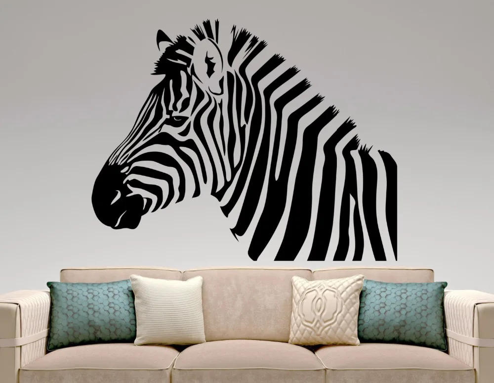 Zebra Wall Decal Removable African Animal Stickers for Living Room Home