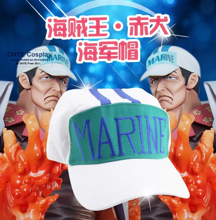 One Piece Cosplay Costumes Hat Navy Admiral Akainu Sakazuki Marine Words White Hat Baseball Red Dog Cap Hats Aliexpress