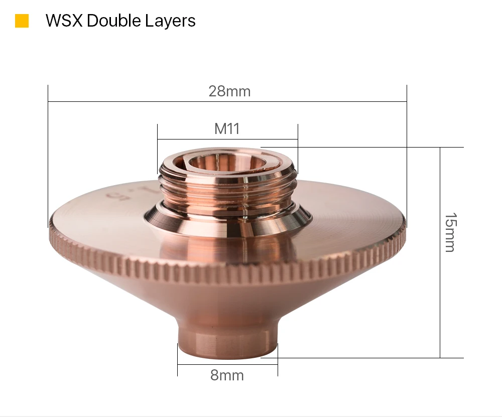 Cloudray WSX лазерные насадки однослойные/двухслойные 10 шт./партия Dia.28mm H15 Калибр 0,8-3,0 мм для WSX волоконно-лазерной режущей головки